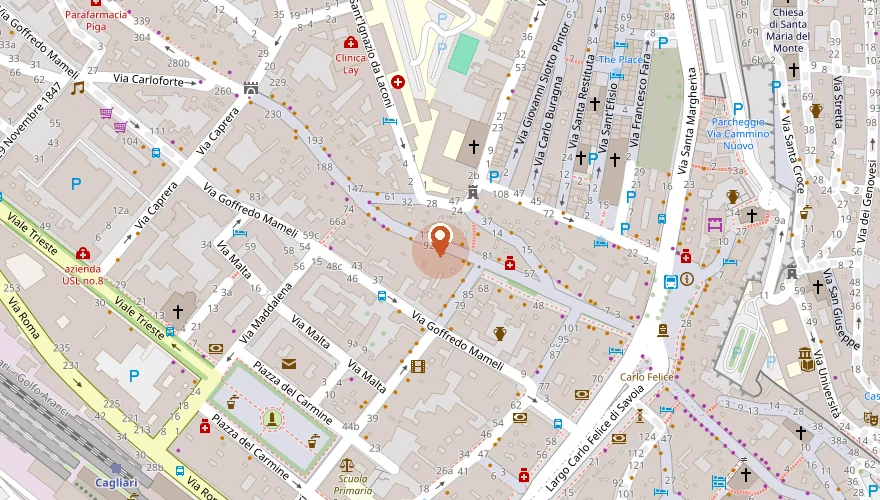 Mappa del Corso Vittorio Emanuele II a Cagliari con la posizione del locale